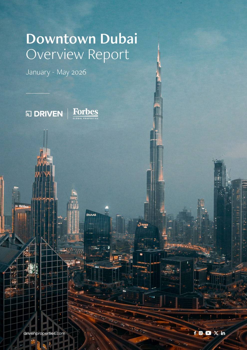Downtown Dubai Overview Report January – May 2026 — first page of the original PDF