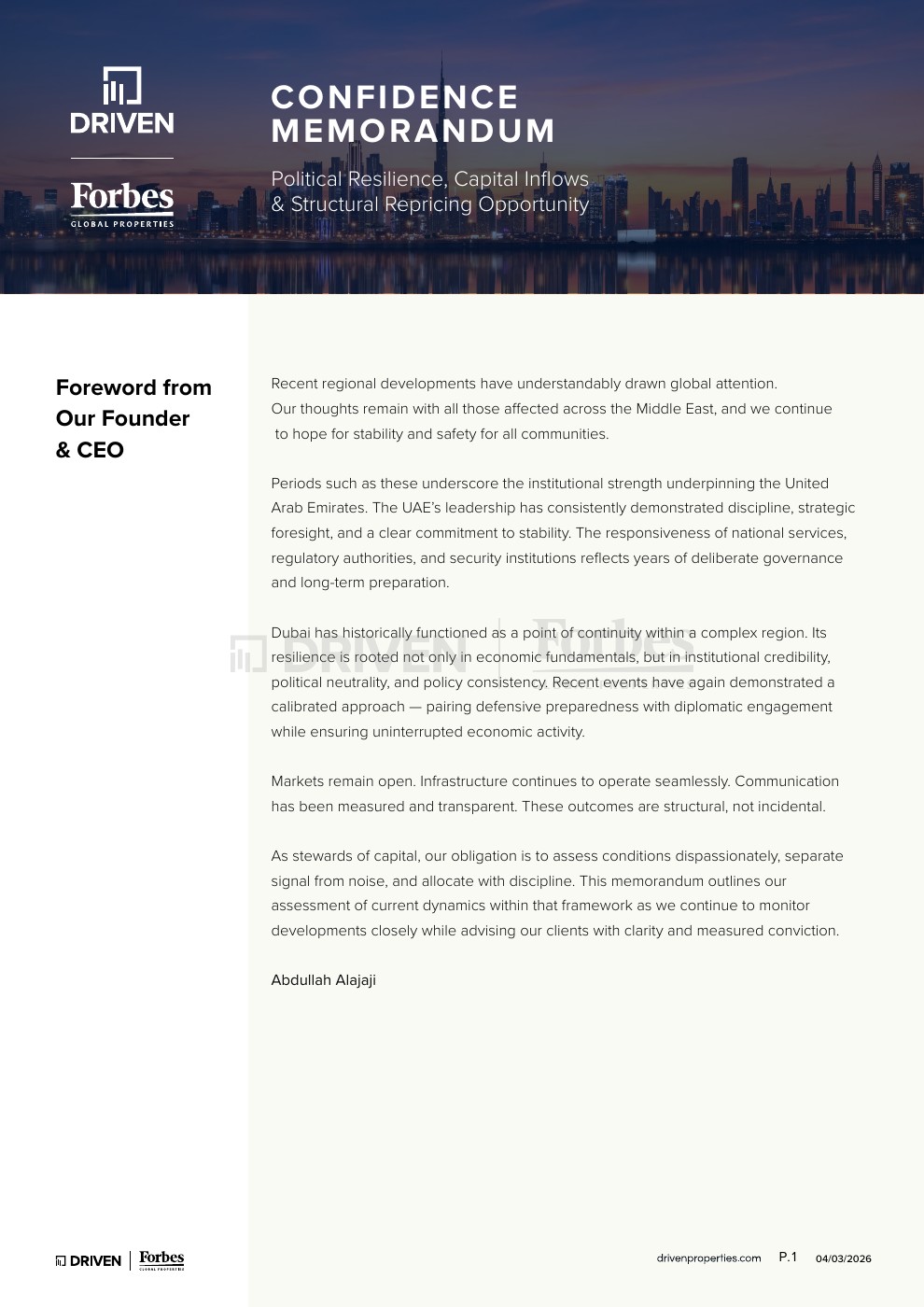 Confidence Memorandum — first page of the original PDF — photo 1